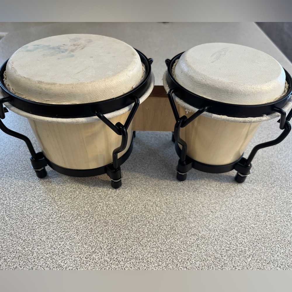 (2/$60) Santana Wooden Bongo Drums with Black Hardware